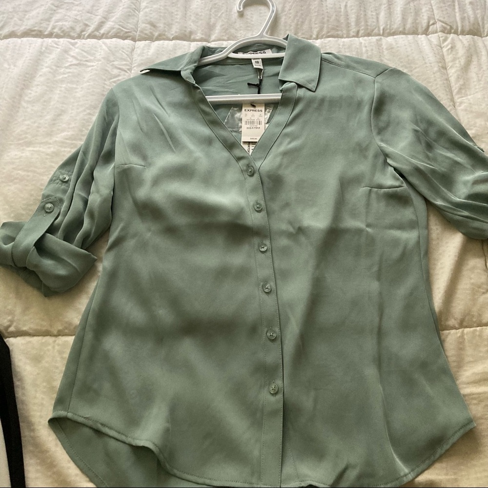 COPY - Express slim fit satin portofino shirt petite xxsp